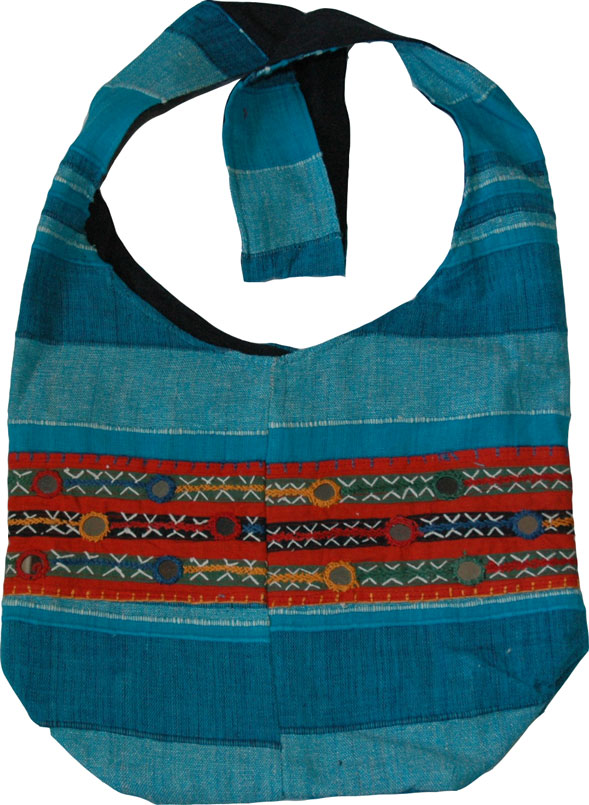 Blue Satchel Bag, Blue Cotton Book Bag