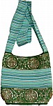 Sequined Striped Sling Cloth Bag [1574]