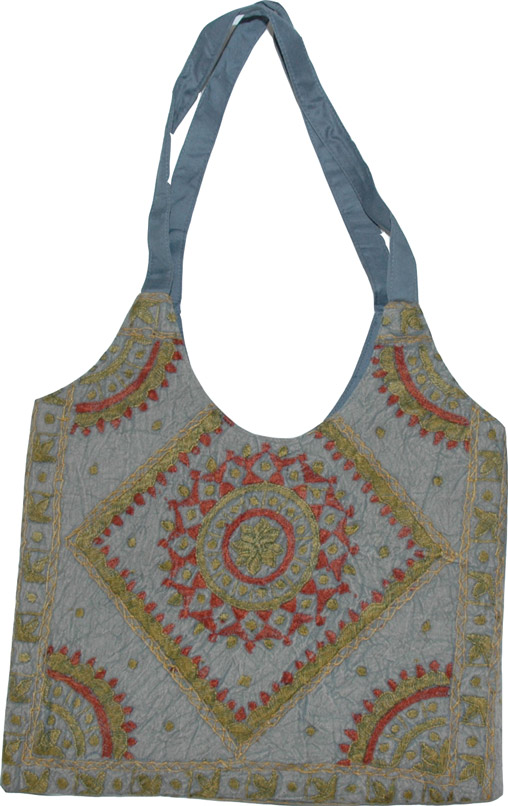Embroidered purse with mirrors, Big Handbag Purse