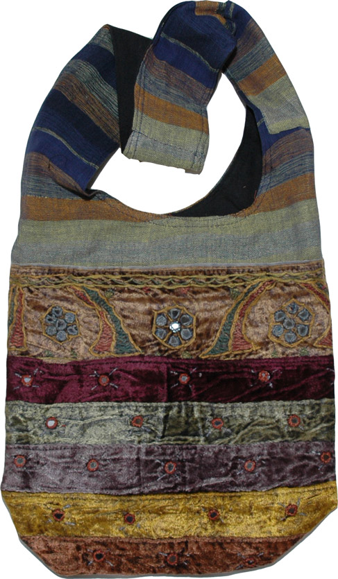 Handmade Handbag Mirror Accent, Bohemian Style Shoulder Handbag