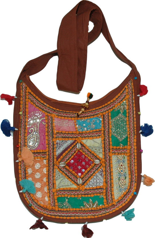 Burnt Umber Patchwork Handbag, College Patchwork Handbag 