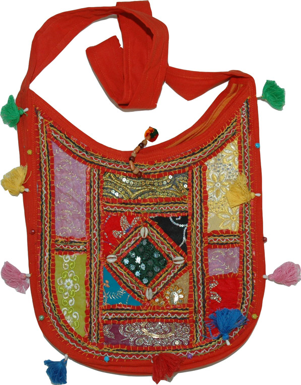 Tamarillo Patchwork Handbag, Bright Red Patchwork Handbag 