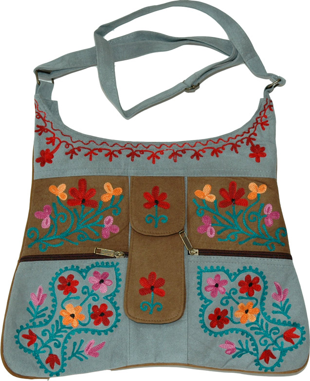 Embroidered Shoulder Strap Bags, Faux Leather Shoulder Strap Bag