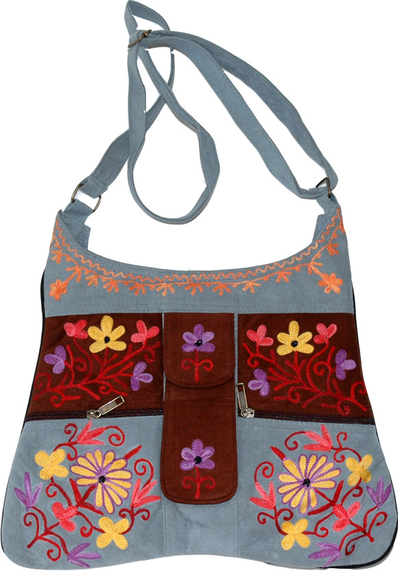 Suede Shoulder Bag in Blue, Faux Leather Shoulder Bags