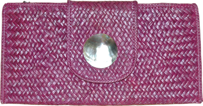 Clutch Purse in Dark Pink, Cane Weaved Clutch Purse