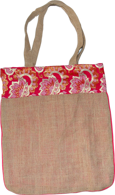 Jute Summer Everyday Handbag, Sari Inspired Jute Bag