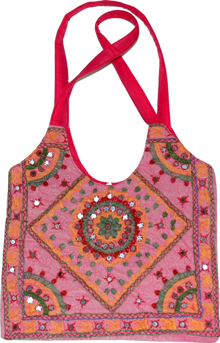 Embroidered purse with mirrors, Blushed Handbag Purse