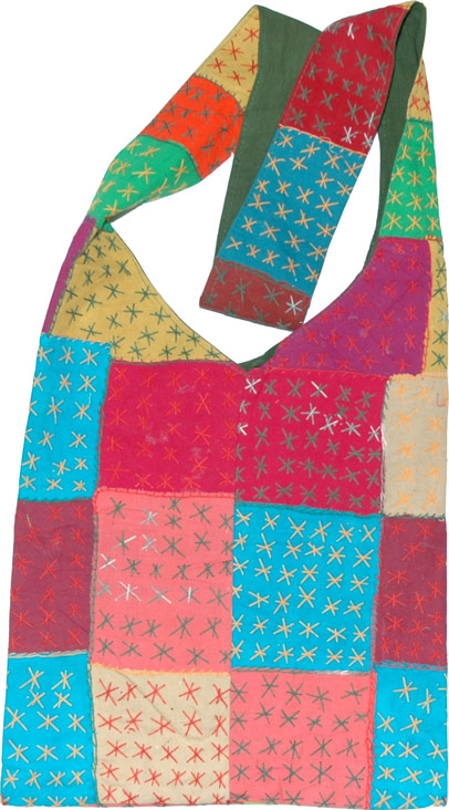 College Book Bag with Patchwork, Patchwork Embroidered Book Bag