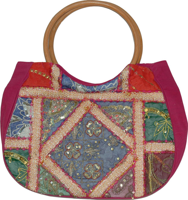 Womens Sequined Handbag, Claret Womens Handbag