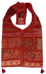Embroidered Indian Shoulder Bag with Red Patches [3088]