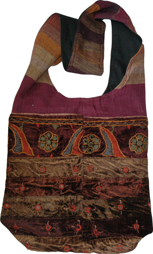 Velvet Handbag with Mirrors and Embroidery - Handbag womens in rich and vibrant colors, Purple Velvet Bohemian Bag