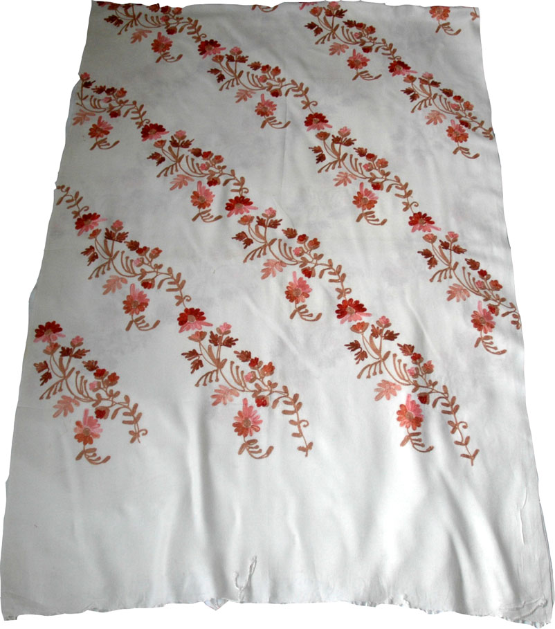 Off-White Embroidered Shawl Stole, Embroidered Off-White Shawl