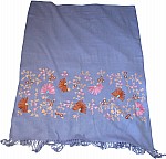 Blue Shawl with Embroidery