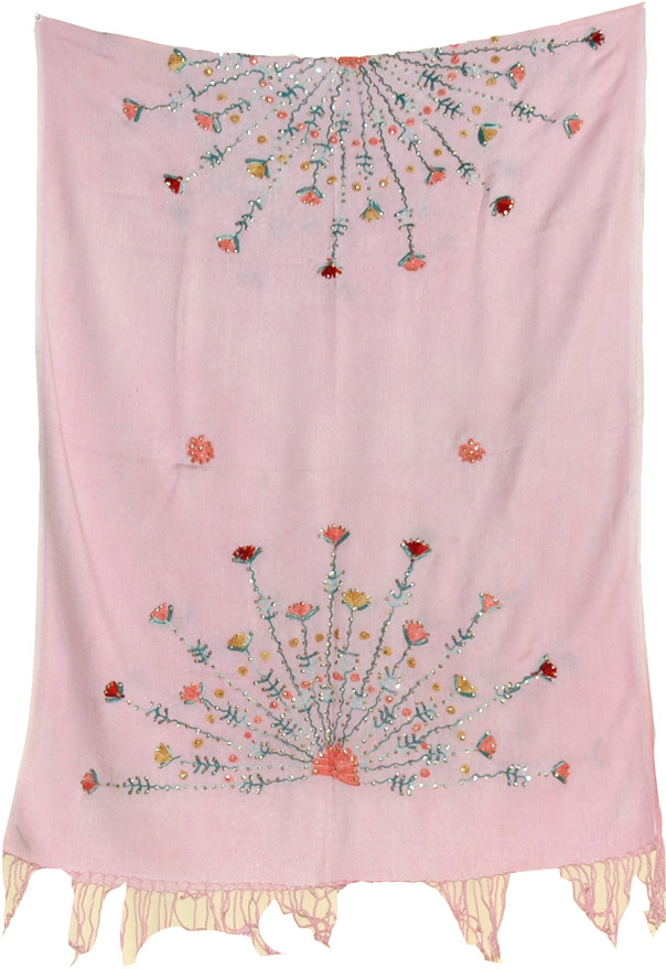 Cavern pink sequined stole shawl, Cavern Pink Cotton Shawl