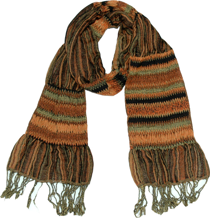 Cotton Ruffled Neck Scarf, Brown Rust Neck Scarf