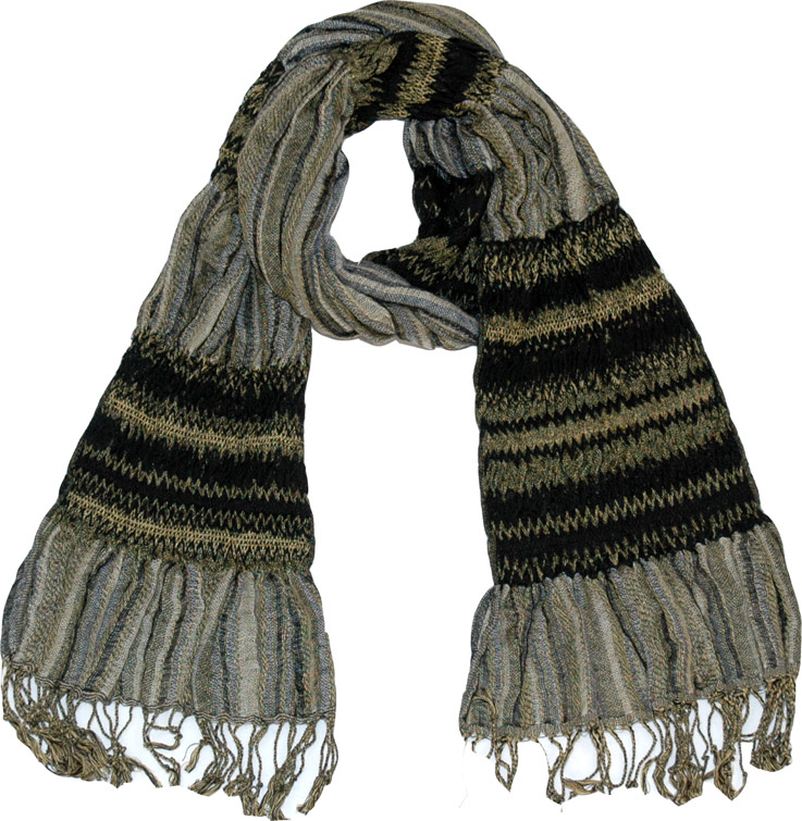 Fashion Ruffled Neck Scarf, Gray Black Neck Scarf
