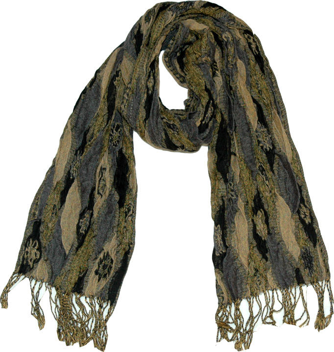 Fancy Neck Scarf, Earthen Tonal Long Scarf