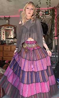 Dreamy Purple Sunset Cotton Panels Maxi Skirt