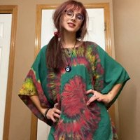 70s Style Hippie Tie Dye Poncho Top with Fringed Bottom