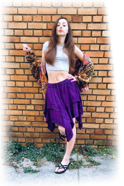 Renaissance Mid Length Skirt in Purple