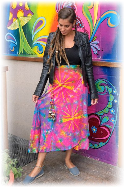 Killarney Tie Dye Wrap Around Long Skirt