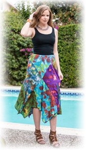 Buoyant Colorful Bohemian Hanky Hem Tie Dye Skirt