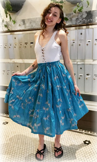 Psychic Dragonfly Cotton Summer Mid Length Skirt