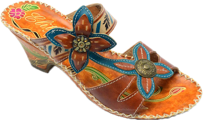 Hand Painted Adjustable Leather Sandals