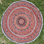 Flowers and Elephant Hippie Tapestry Picnic Throw