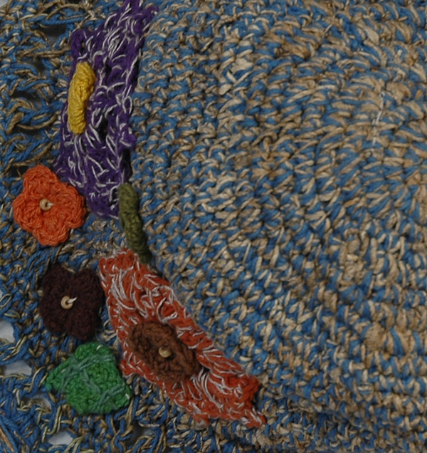 Scalloped Dusty Blue Crochet Hemp Sun Hat