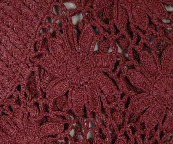 Dusty Rose Hand Knit Floral Crochet Bolero