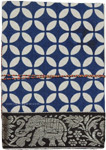 Handmade Navy  Printed Cotton Notebook with Elephant Border [6133]