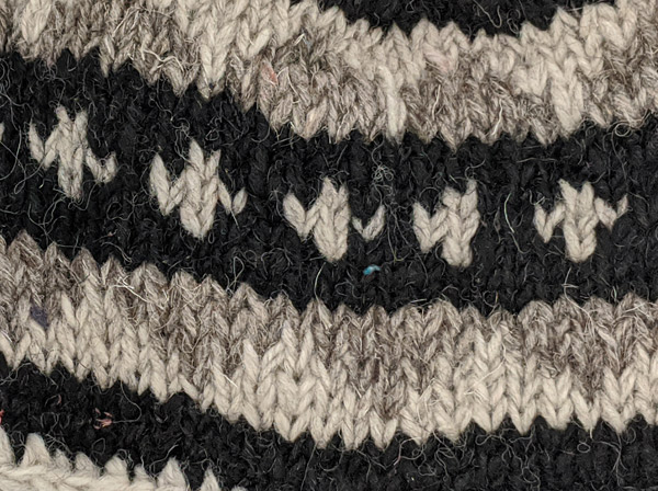 Pure Wool Hand Knitted Black and White Over The Ear Hat
