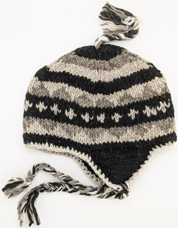 Pure Wool Hand Knitted Black and White Over The Ear Hat | Accessories ...