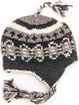 Black and White Woolen Hat Over the Ears [6879]