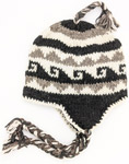 Covered Ears Black and White Woolen Hat [6880]