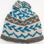 Pure Wool Hand Knitted Blue Ice Hat