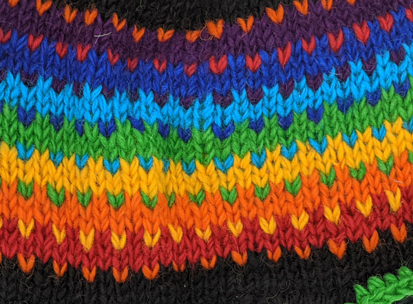 Rainbow Winter Woolen Hat in Black with Rainbow Tassels