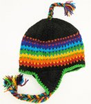 Woolen Black Hat with Rainbow Sides [6913]