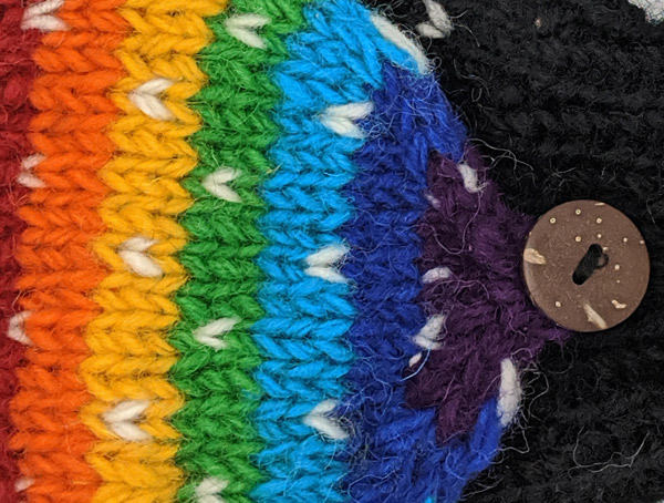 Rainbow Black Cover Gloves Handmade in Pure Wool