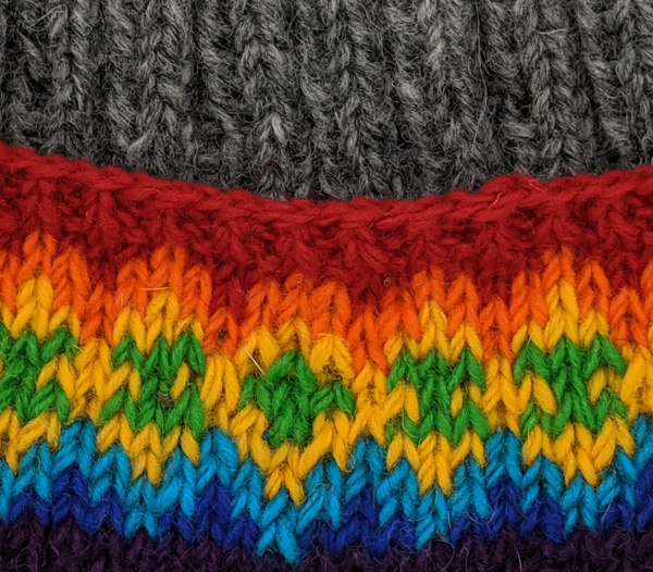 Knit Rainbow Beanie Woolen Grey Ski Winter Hat