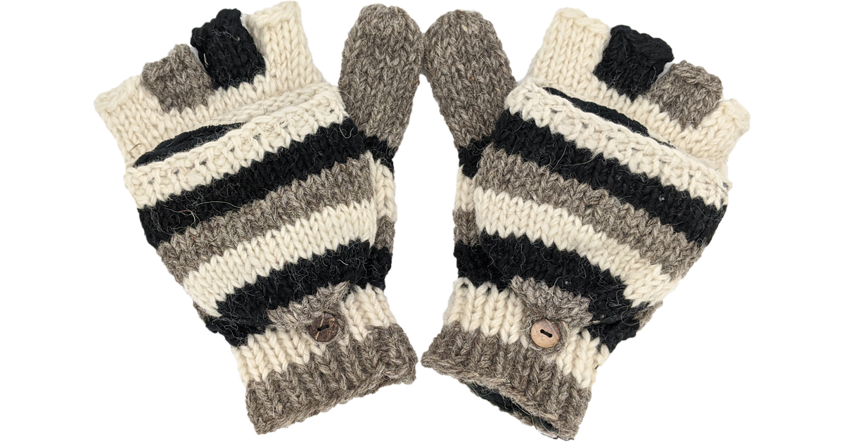 Black and White Cover Gloves Handmade in Pure Wool | Accessories | Off ...