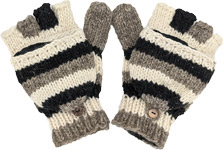 Black and White Cover Gloves Handmade in Pure Wool