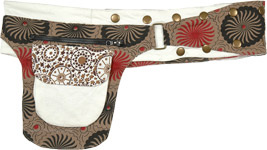 Rice Flower White Fanny Pack with Utility Zipper Pocket [7366]