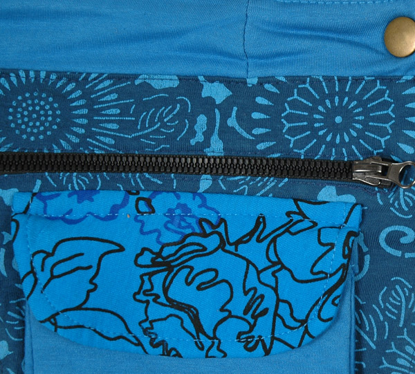 Island Blue Floral Pocket Belt with Adjustable Snaps