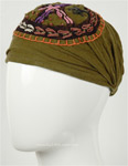 Cotton Dirty Green Headband with Embroidery [7402]