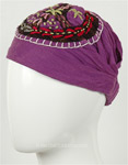 Cotton Bright Purple Headband with Embroidery [7403]