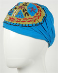 Cotton Bright Blue Headband with Embroidery [7408]