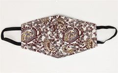 Red Gold Paisley Print Cotton Mask [7430]
