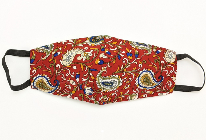 Red Paisley 3 Ply Face Mask Cover
